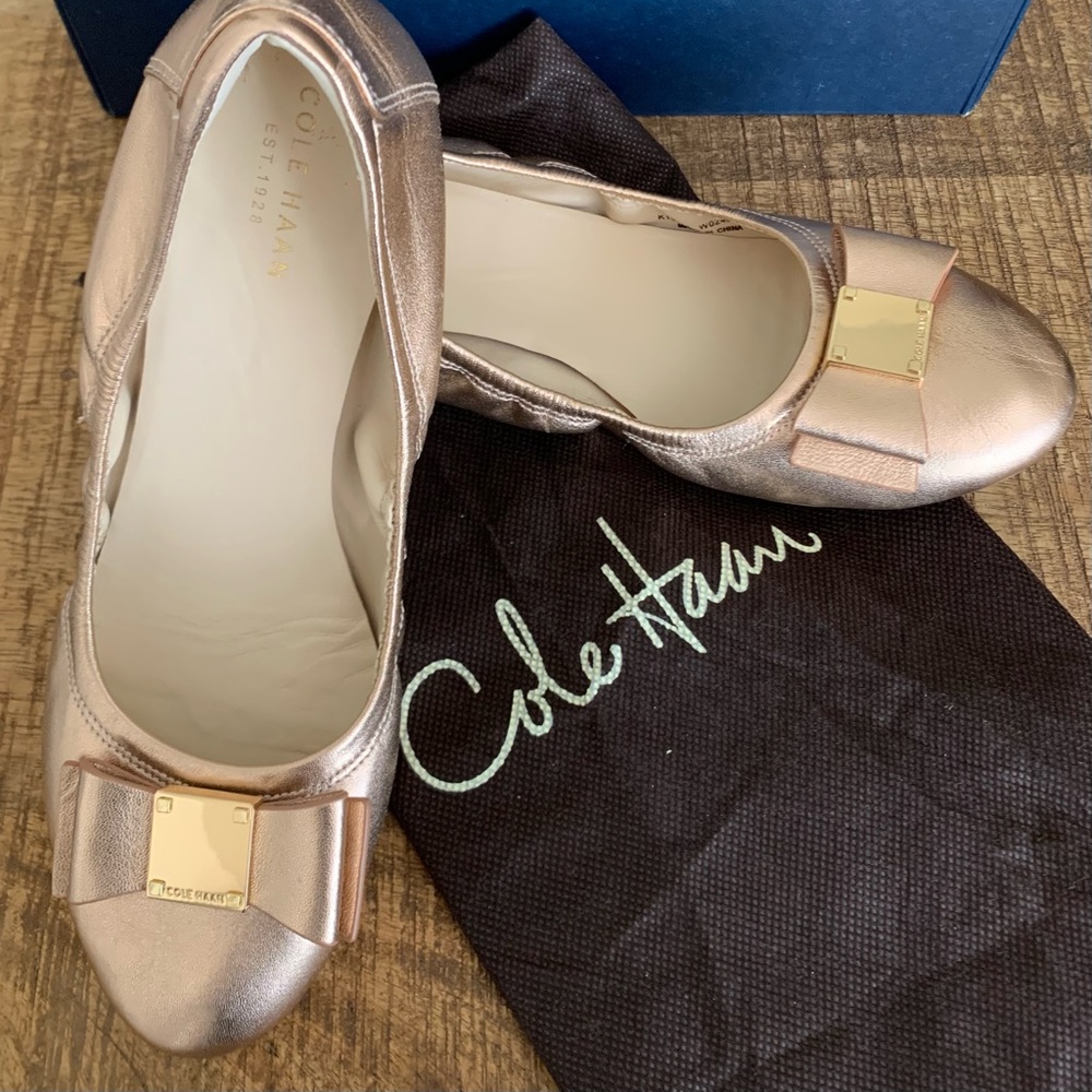 Cole Haan Tali Bow Ballet in Rosegold
